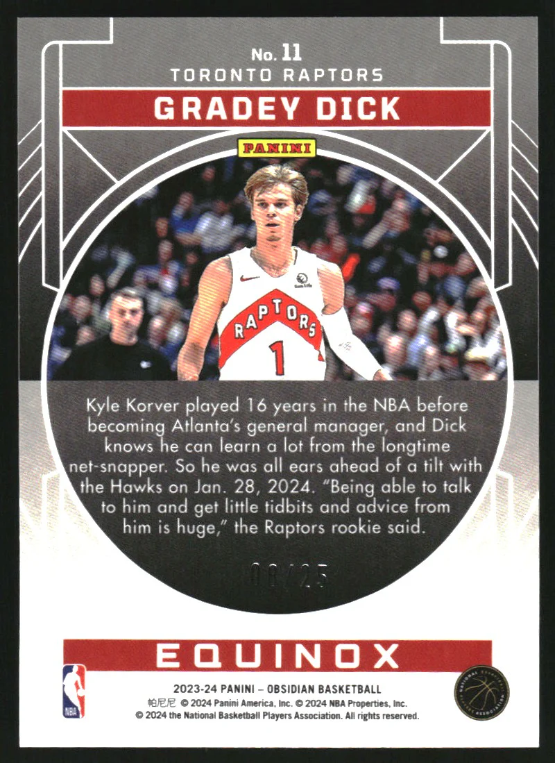 2023-24 Panini Obsidian Equinox Electric Etch Green #11 Gradey Dick RC /25 - Image 2
