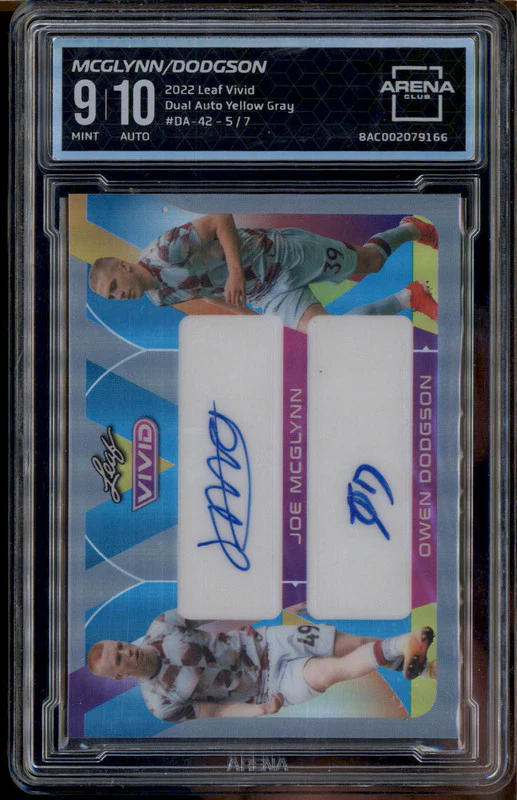 2022 Leaf Vivid Dual Auto Yellow Gray Joe McGlynn Owen Dodgson /7 Arena Club 9