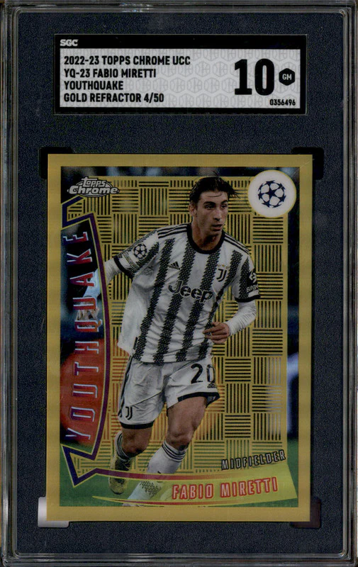 2022-23 Topps Chrome UCC Youthquake Gold Refractor Fabio Miretti /50 SGC 10