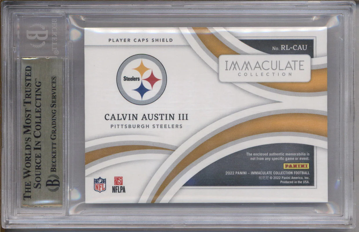2022 Immaculate Collection Rookie Player Cap Shield Calvin Austin RC 1/1 BGS 9.5 - Image 2