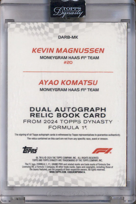 2024 Topps Dynasty Dual Autograph Book Kevin Magnussen Ayao Komatsu Auto