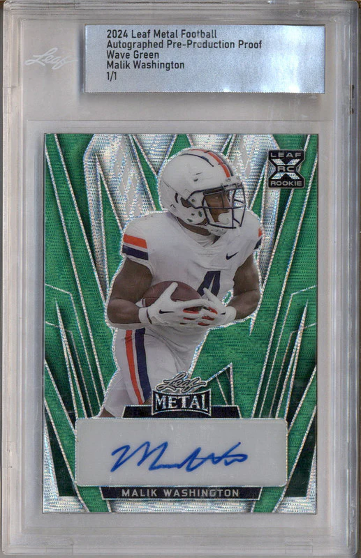 2024 Leaf Metal Autograph Wave Green Malik Washington RC Auto 1/1