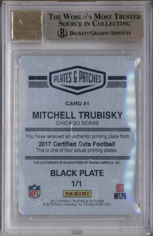 2017 Certified Autograph Printing Plate Black Mitchell Trubisky Auto 1/1 BGS 9.5 - Image 2