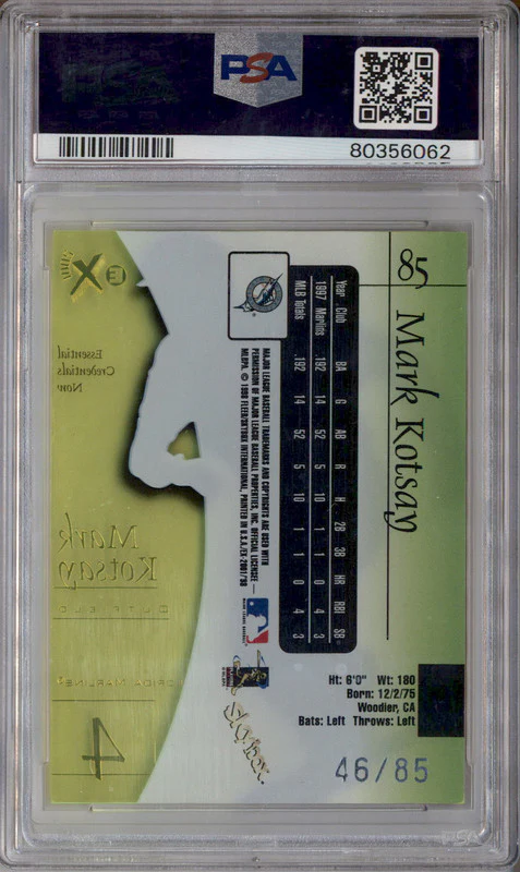1998 Skybox E-X 2001 Essential Credentials Now #85 Mark Kotsay /85 PSA 8 - Image 2