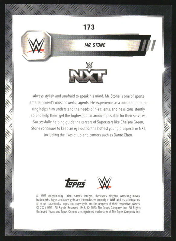 2025 Topps Chrome Sapphire Edition WWE Gold #173 Mr. Stone /50 - Image 2