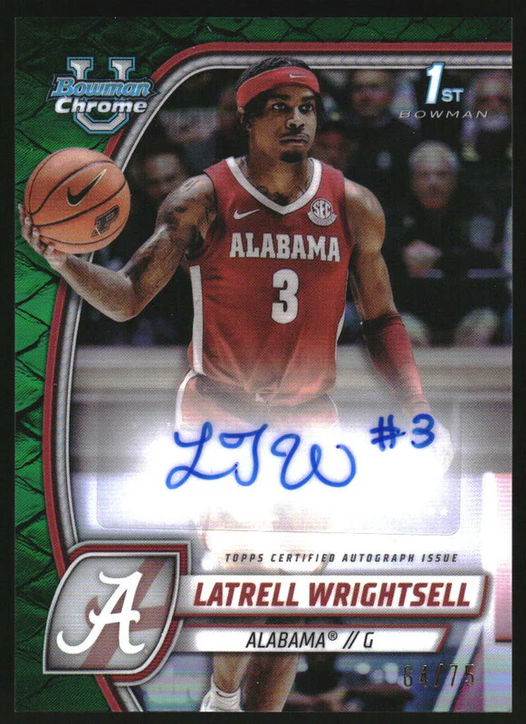 2024 Bowman Chrome University Auto Reptilian Green #51 Latrell Wrightsell RC /75
