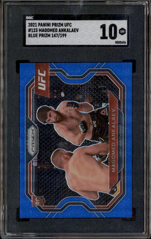2021 Panini Prizm UFC Blue Prizm #123 Magomed Ankalaev /199 SGC 10