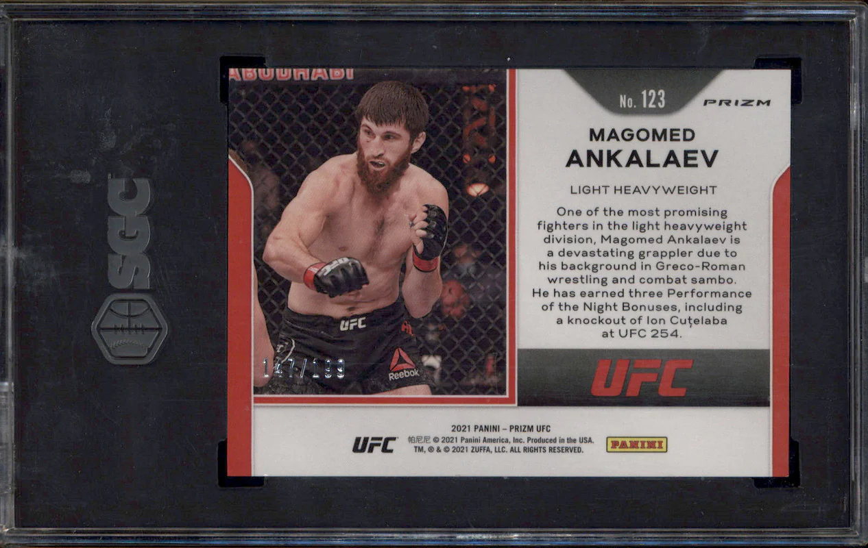 2021 Panini Prizm UFC Blue Prizm #123 Magomed Ankalaev /199 SGC 10 - Image 2