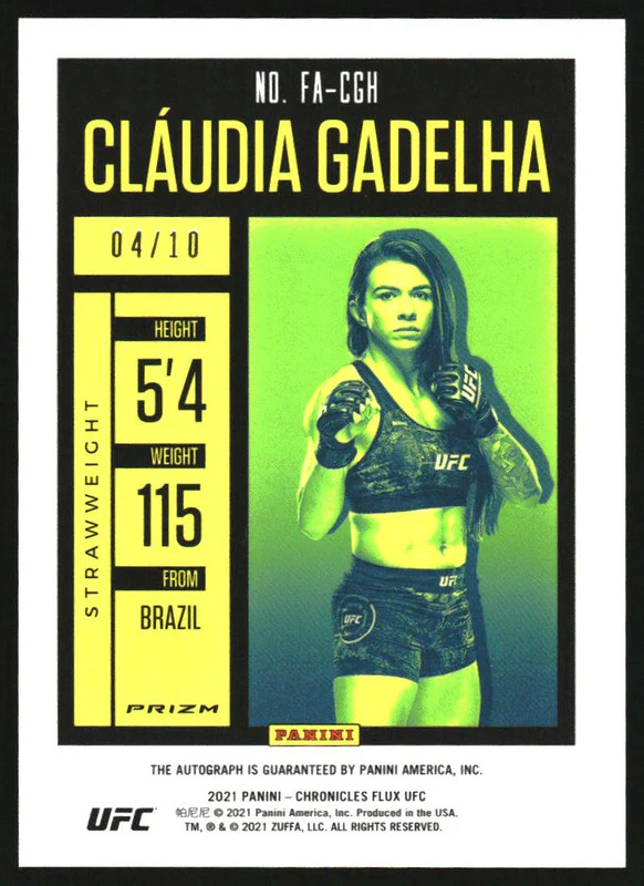 2021 Chronicles UFC Flux Auto Gold #FA-CGH Claudia Gadelha Autograph Auto /10 - Image 2