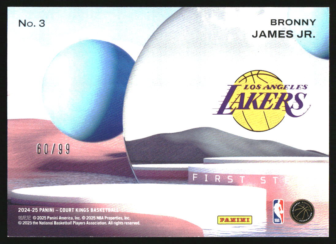 2024-25 Panini Court Kings First Steps Pink #3 Bronny James Jr. RC /99 - Image 2