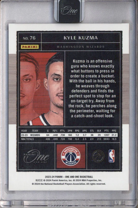2023-24 Panini One & One Basketball Gold #76 Kyle Kuzma /10 - Image 2
