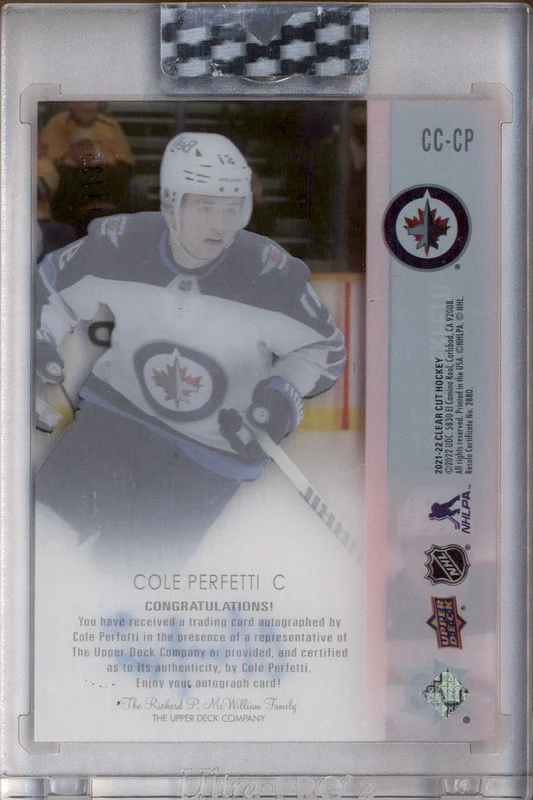 2021-22 Upper Deck Clear Cut Exclusives #CCCP Cole Perfetti Auto /35 - Image 2
