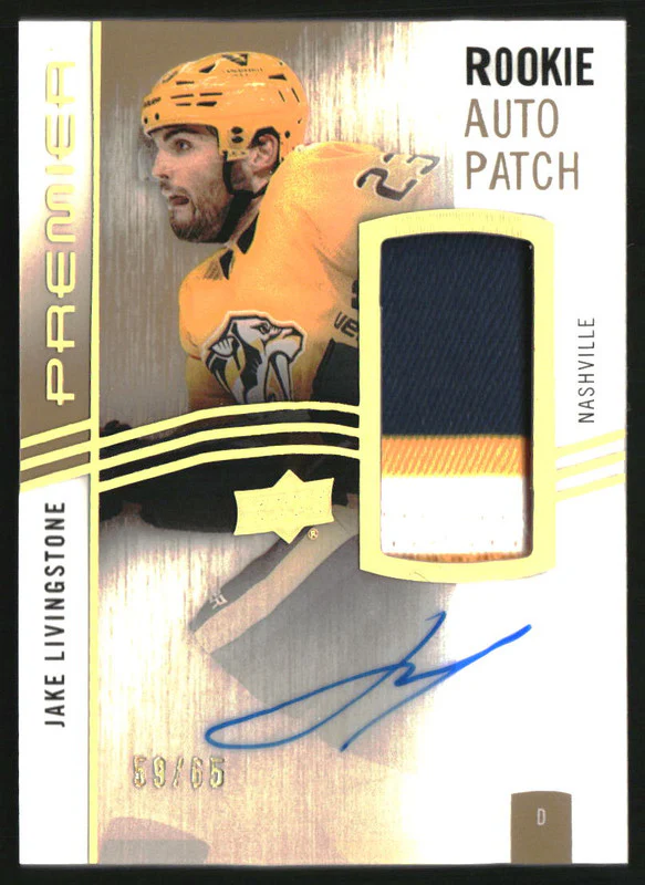 2023 Upper Deck Premier Acetate Rookie Patch Gold Jake Livingstone RC Auto /65