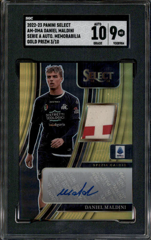 2022 Select Serie A Auto Jersey Gold Daniel Maldini /10 SGC 9