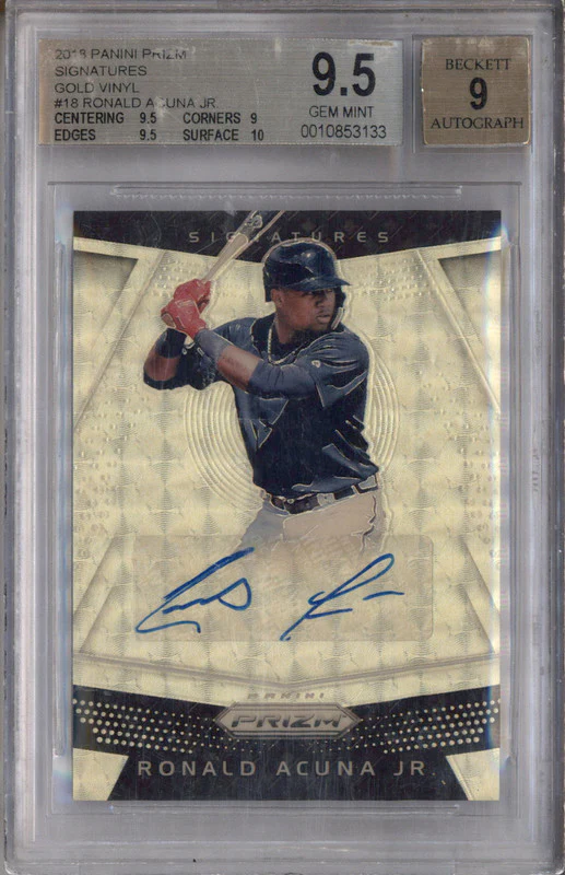 2018 Panini Prizm Signatures Gold Vinyl #18 Ronald Acuna Jr. Auto 1/1 BGS 9.5