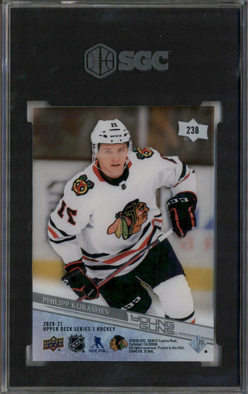 2020 Upper Deck Clear Cut #238 Philipp Kurashev Young Guns RC SGC 9 - Image 2