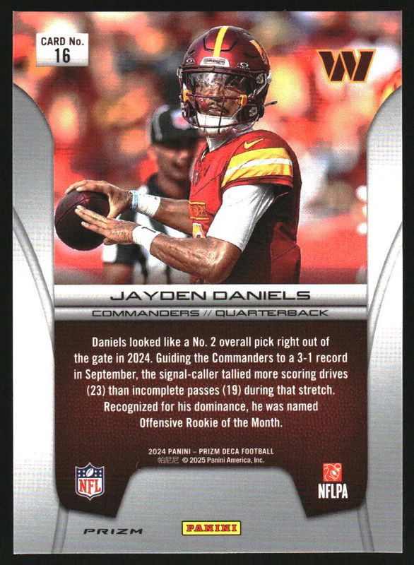 2024 Panini Prizm Deca Brilliance Silver Prizm #16 Jayden Daniels RC - Image 2