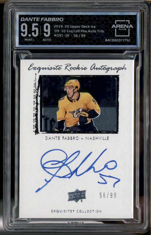 2019 UD Ice Exquisite Collection Auto 09 Tribute Dante Fabbro /99 Arena Club 9.5