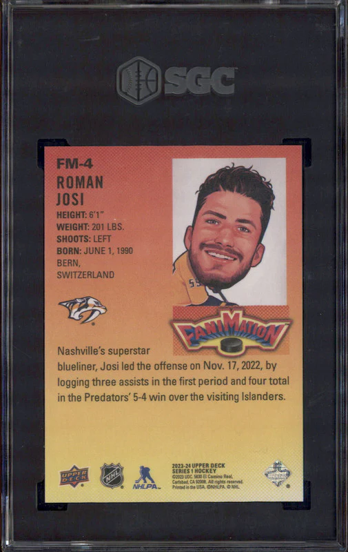 2023 Upper Deck Fanimation #FM-4 Roman Josi SGC 10 - Image 2