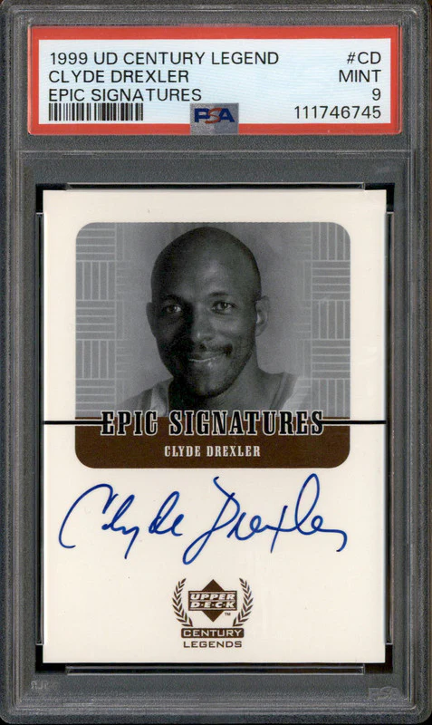 1999 Upper Deck Century Legends Epic Signatures #CD Clyde Drexler Auto PSA 9