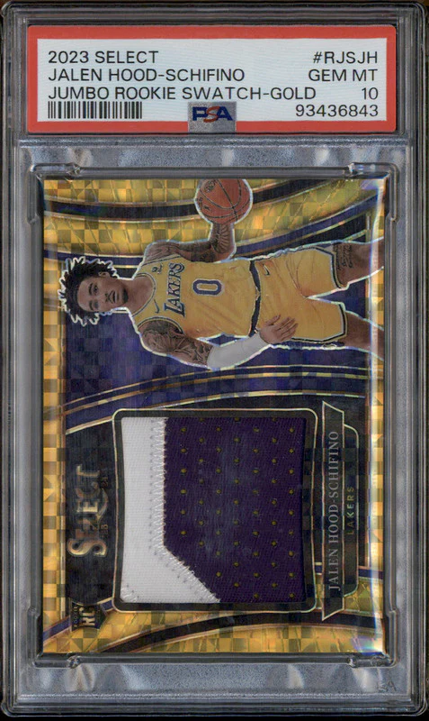2023 Select Jumbo Rookie Swatches Gold Prizm Jalen Hood-Schifino RC /10 PSA 10