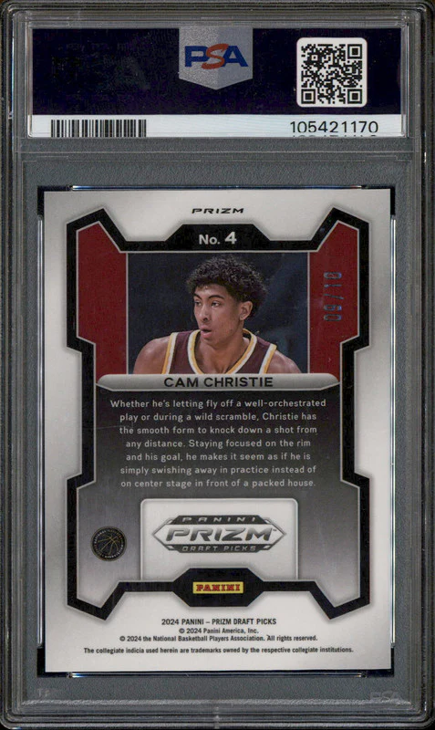 2024 Panini Prizm Draft Picks Gold Prizm #4 Cam Christie RC /10 PSA 10 - Image 2
