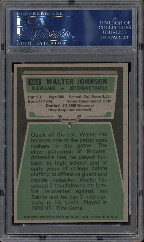 1975 Topps #463 Walter Johnson PSA 8 - Image 2