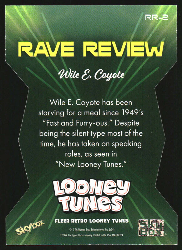 2024 Fleer Retro Looney Tunes Rave Review #RR2 Wile E. Coyote - Image 2