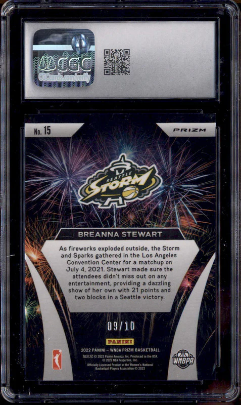 2022 Panini Prizm WNBA Fireworks Gold #15 Breanna Stewart /10 CGC 10 - Image 2