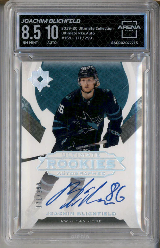 2019 Ultimate Collection Rookie Auto Joachim Blichfeld RC /299 Arena Club 8.5