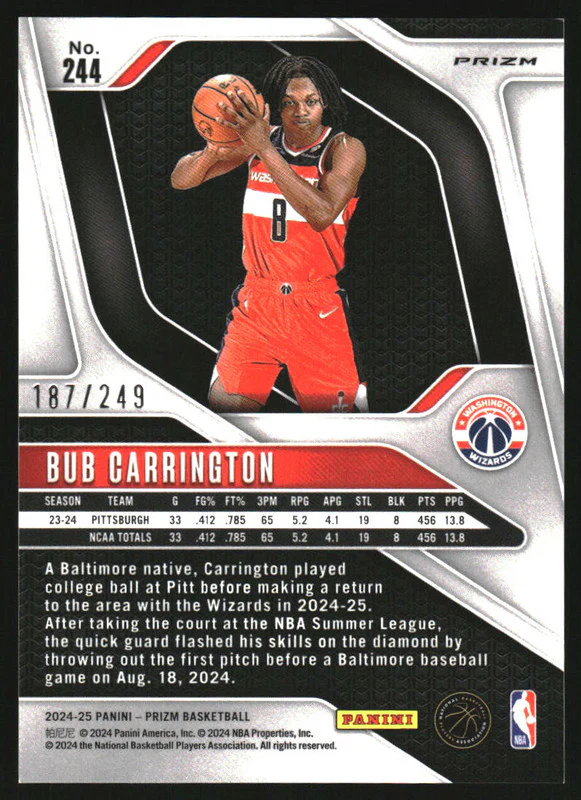 2024-25 Panini Prizm Skewed Prizm #244 Bub Carrington RC /249 - Image 2
