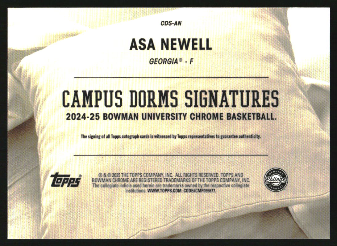 2024-25 Bowman University Chrome Campus Dorm Signatures #CDS-AN Asa Newell Auto - Image 2