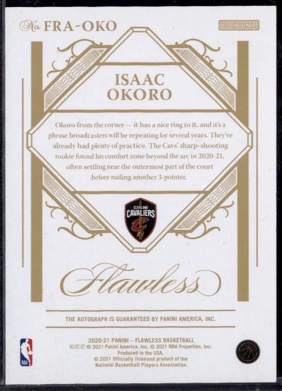 2020-21 Panini Flawless Rookie Autographs Gold #FRA-OKO Isaac Okoro RC Auto /10 - Image 2