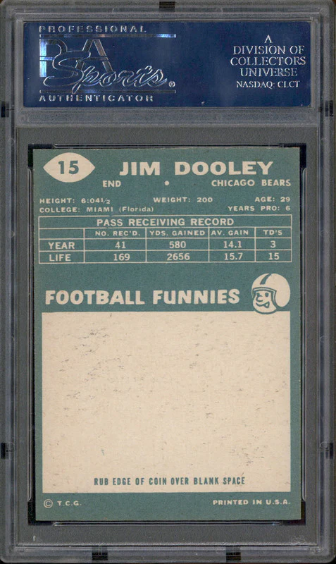 1960 Topps #15 Jim Dooley PSA 7 - Image 2