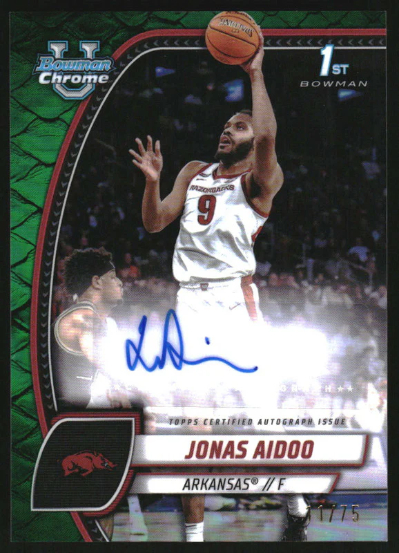 2024 Bowman University Chrome Reptilian Green Refractor Jonas Aidoo RC Auto /75