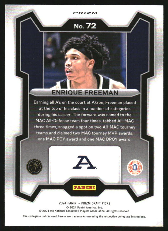 2024 Panini Prizm Draft Picks Collegiate Snakeskin Prizm #72 Enrique Freeman RC - Image 2