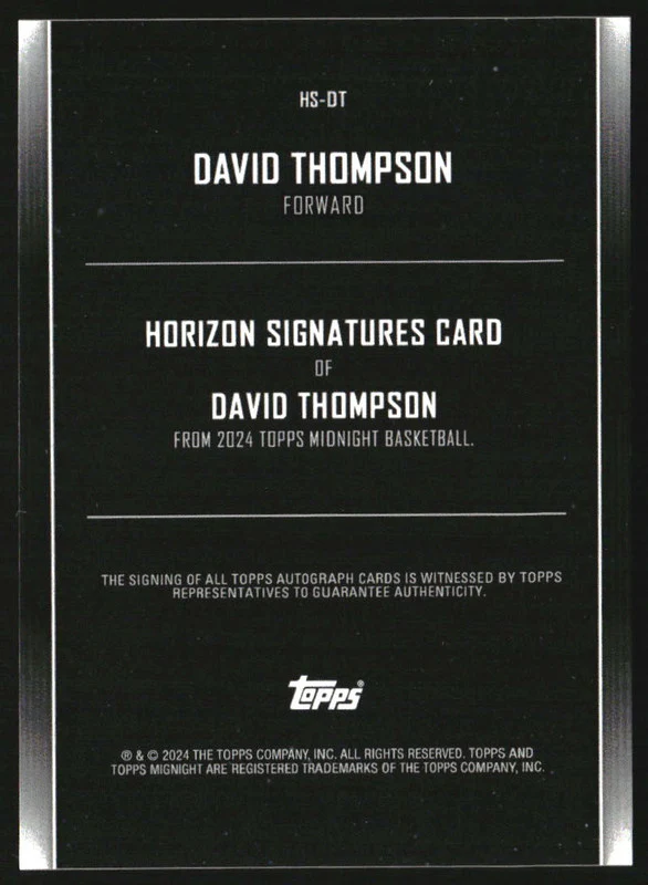 2023-24 Topps Midnight Horizon Signatures Dusk David Thompson Autograph Auto /75 - Image 2