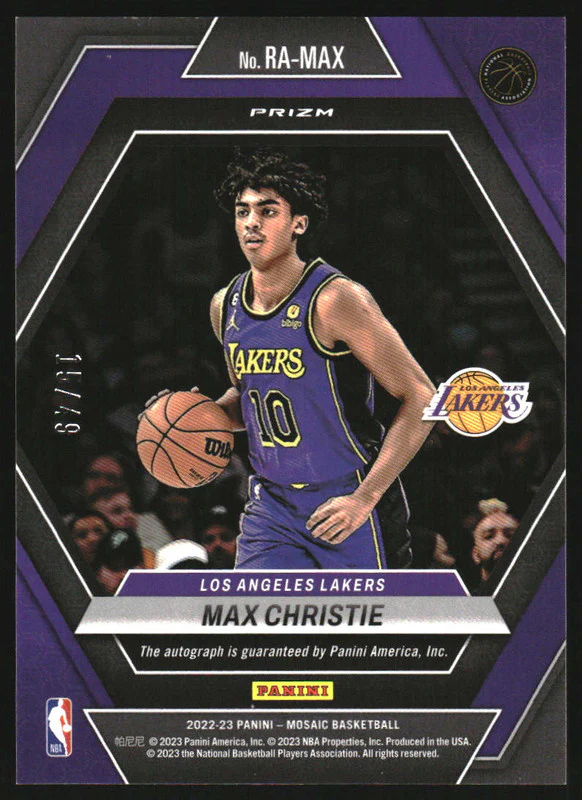 2022-23 Panini Mosaic Rookie Autographs Mosaic Blue Max Christie RC Auto /49 - Image 2