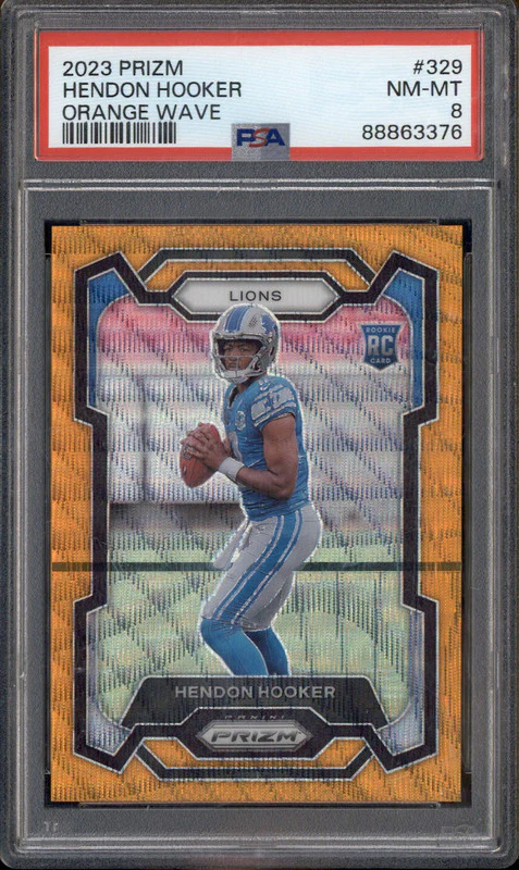 2023 Panini Prizm Orange Wave #329 Hendon Hooker RC Rookie PSA 8