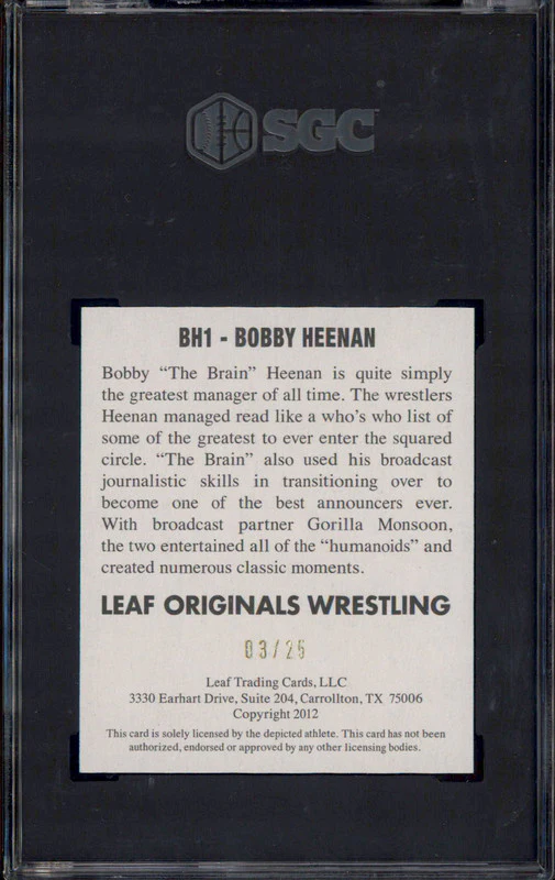 2012 Leaf Originals Autograph Blue #BH1 Bobby Heenan Auto /25 SGC 10 - Image 2