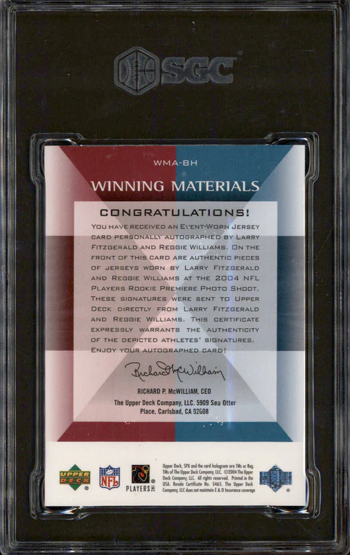 2004 Upper Deck SPX Winning Dual Auto Larry Fitzgerald Reggie Williams /25 SGC 7 - Image 2