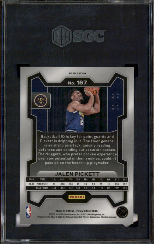 2023 Panini Prizm Bronze Fast Break #167 Jalen Pickett RC Rookie /20 SGC 10 - Image 2