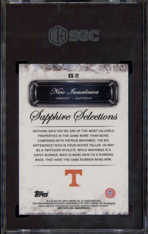 2024 Bowman U Chrome Sapphire Selections Black #SS-11 Nico Iamaleava /10 SGC 9.5 - Image 2
