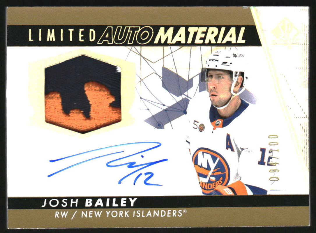 2022-23 SP Authentic Limited Auto Material #12 Josh Bailey Auto /100