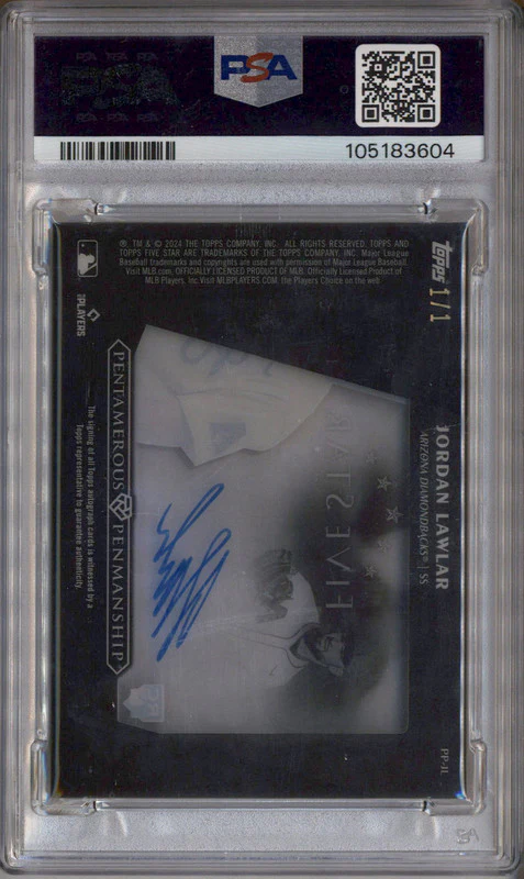 2024 Topps Five Star Pentamerous Penmanship Red Jordan Lawlar RC Auto 1/1 PSA 8 - Image 2