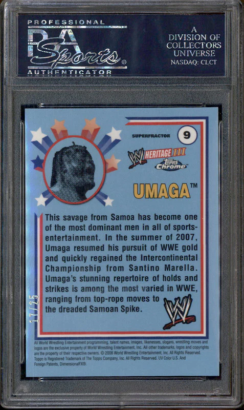 2008 Topps Chrome Wwe Heritage III Superfractor #9 Umaga /25 PSA 9 - Image 2