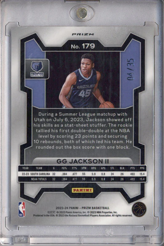 2023-24 Panini Prizm Prizms Blue Shimmer FOTL #179 GG Jackson II RC /35 - Image 2