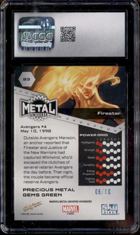 2024 Marvel Metal Universe Precious Metal Gems Green Firestar /10 CGC 10 - Image 2
