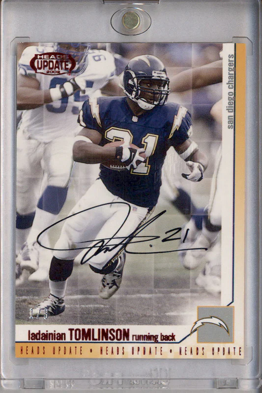 2002 Pacific Heads Update Red #149 LaDainian Tomlinson Recollection Auto /3