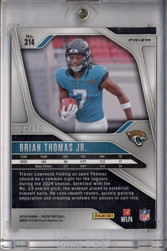 2024 Panini Prizm White Prizm #314 Brian Thomas Jr. RC /35 - Image 2